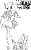 coloriage monster high rochelle goyle et son animal de compagnie